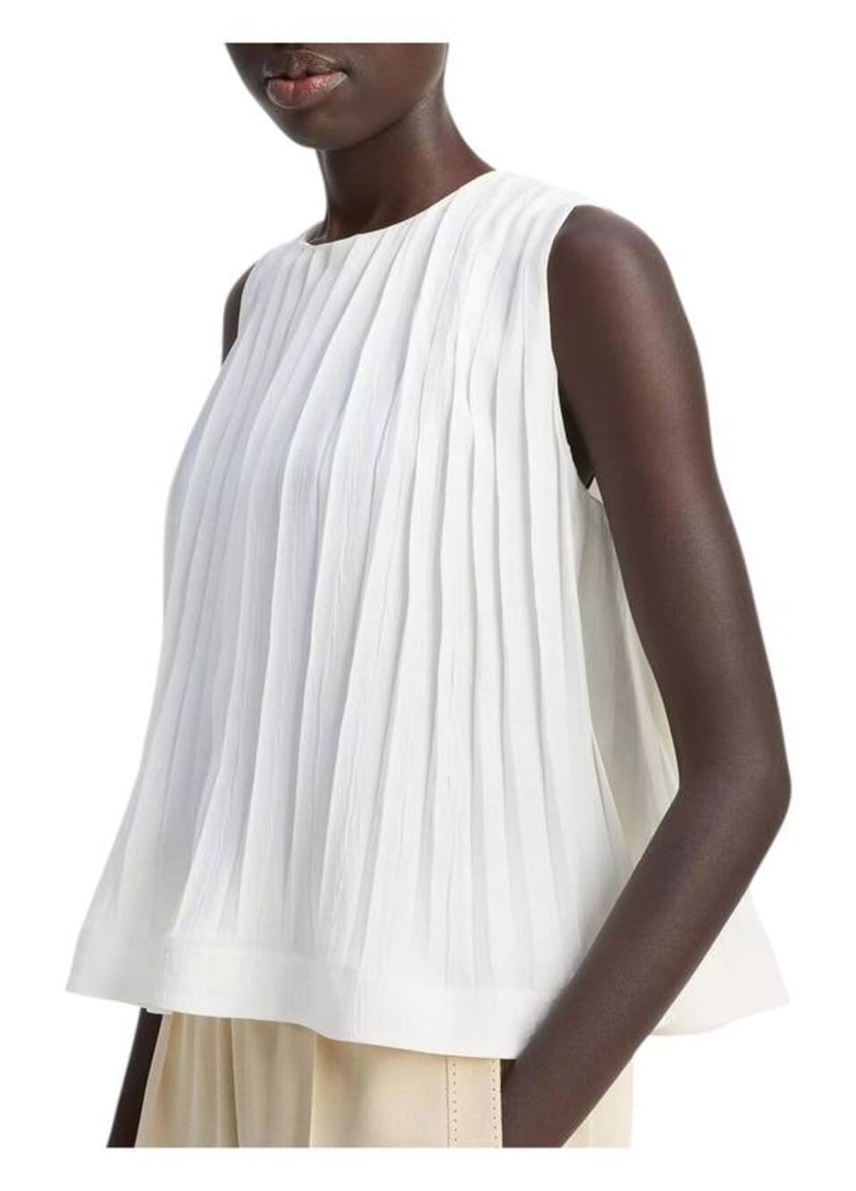 Vince Pleated A-Line Top Off White	Sleeveless Swing M NEW Minimalist Old Money